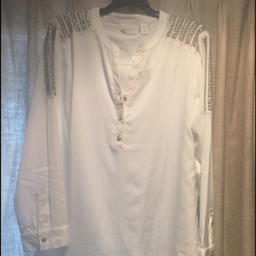 Chicos Studded long-sleeve blouse XL NWT